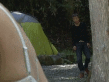 野外で女の子の生着替えに遭遇！？エッチなハプニングに我慢できず襲っちゃう痴漢GIF画像